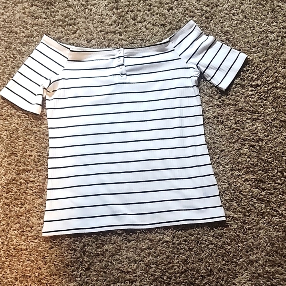 Striped off the shoulder top
